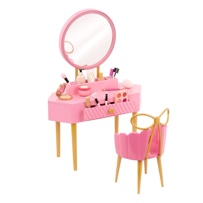 OUR GENERATION PINK VANITY TABLE AND CHAIR PLAYSET