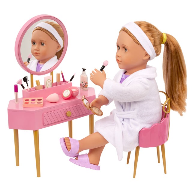 OUR GENERATION PINK VANITY TABLE AND CHAIR PLAYSET