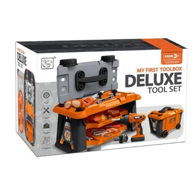 OLLE TOYS Multi Functional Tool Set 65PCS featuring a variety of colorful child-safe tools and accessories, realistic designs, ideal for kids construction play, learning activities, imaginative role-play, and hands-on creative fun.
