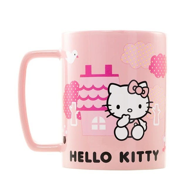 PYRAMID HELLO KITTY  PINK BOW FACE ICON  FUZZY MUG