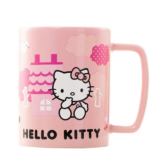PYRAMID HELLO KITTY  PINK BOW FACE ICON  FUZZY MUG
