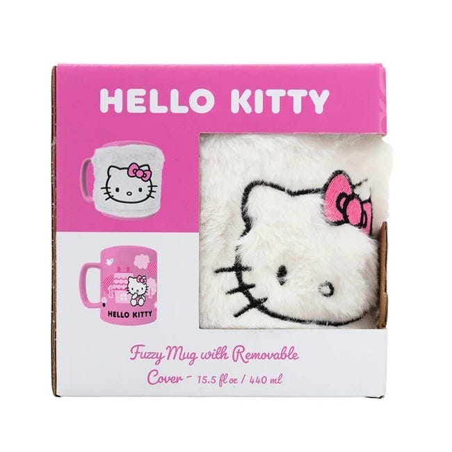 PYRAMID HELLO KITTY  PINK BOW FACE ICON  FUZZY MUG