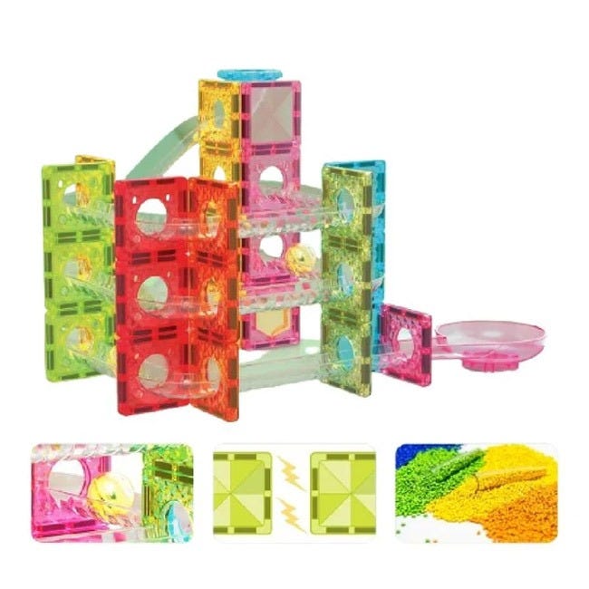 PICASSO MAGNETIC MINI DIAMOND MARBLE RUN TRACK SET 60PCS
