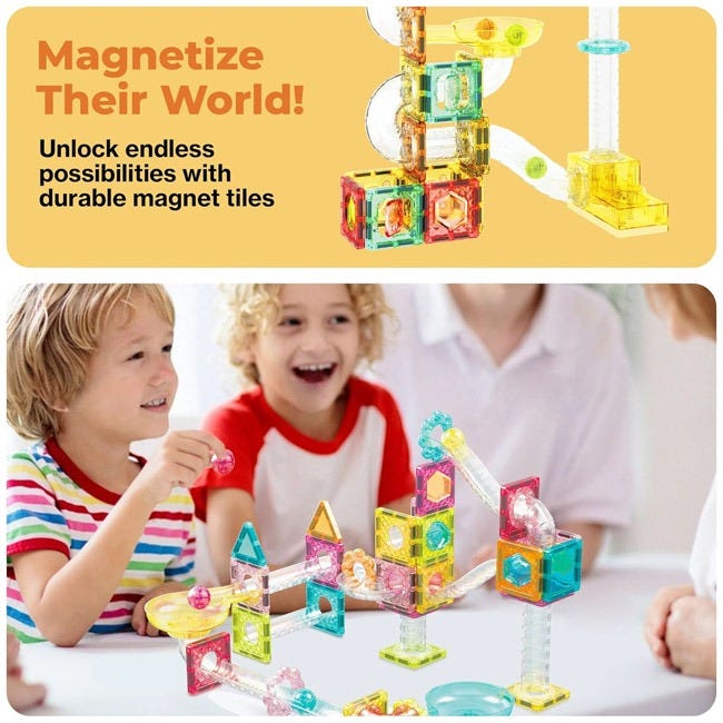 PICASSO MAGNETIC MINI DIAMOND MARBLE RUN TRACK SET 60PCS