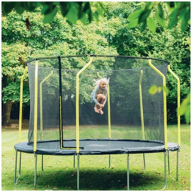 PLUM 14FT WAVE SPRINGSAFE TRAMPOLINE & ENCLOSURE WITH LADDER