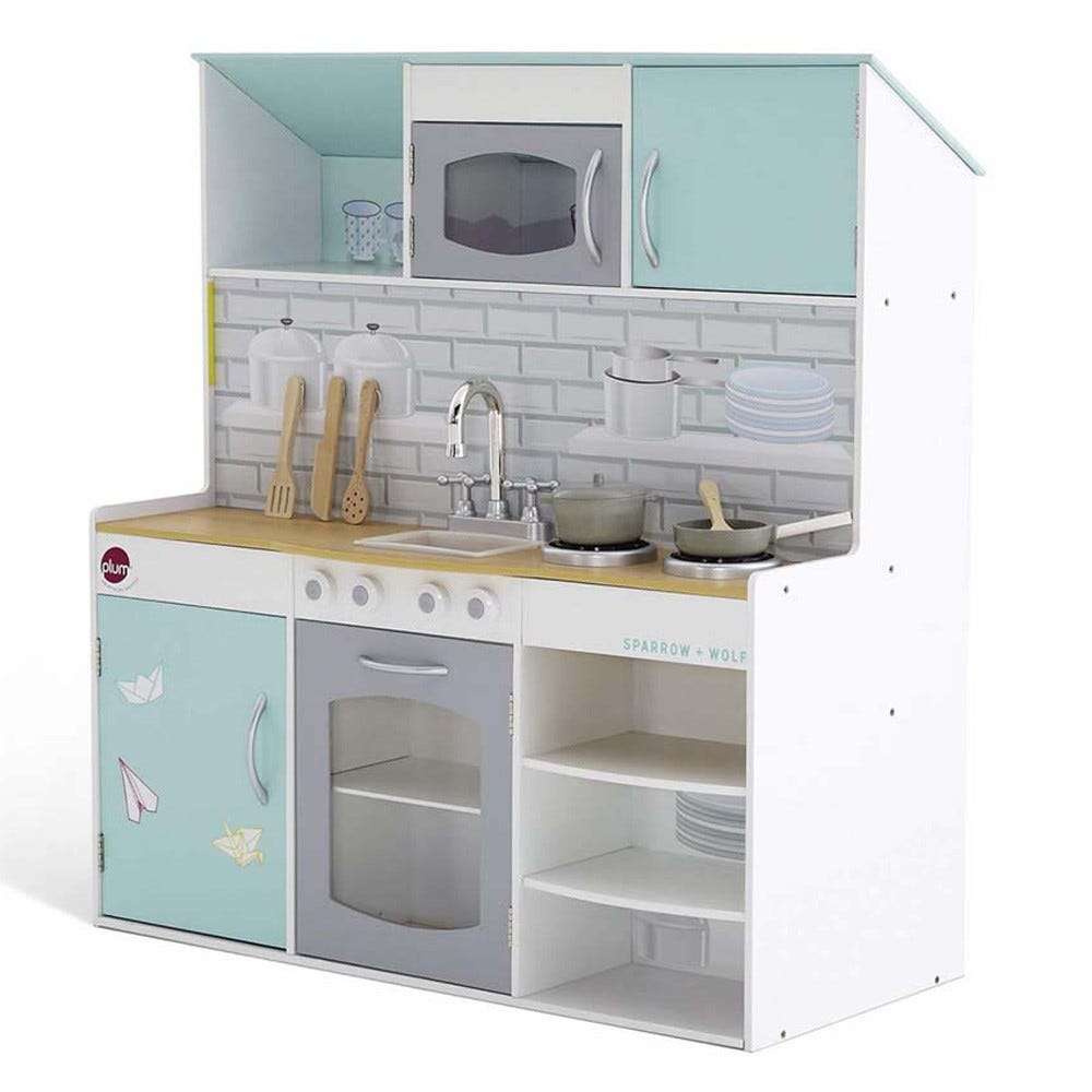 PLUM PEPPERMINT TOWNHOUSE 2 IN 1 DOLLS HOUSE & KITCHEN