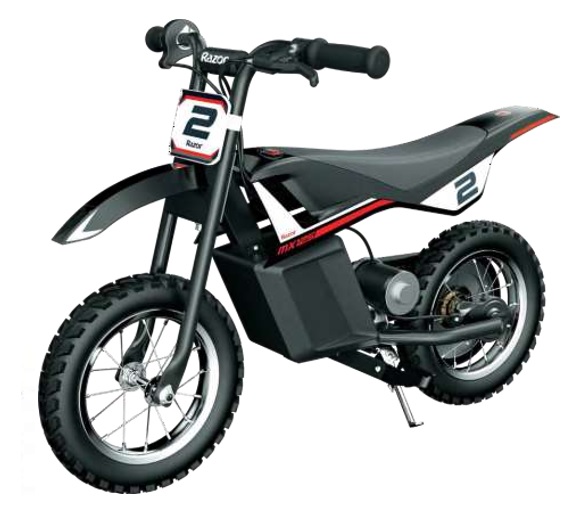 Razor MX125 Dirt Rocket Red/Black electric mini dirt bike featuring rugged off-road design with knobby tires and sporty frame, shown as a kids motocross ride-on vehicle for outdoor adventure, speed, and safe riding fun.
