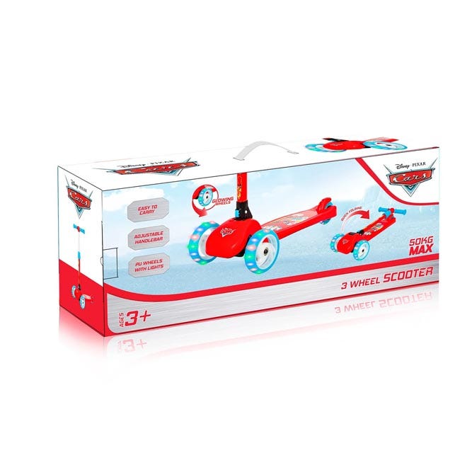 SPARTAN 3-WHEEL LED FOLDING SCOOTER - DISNEY CARS