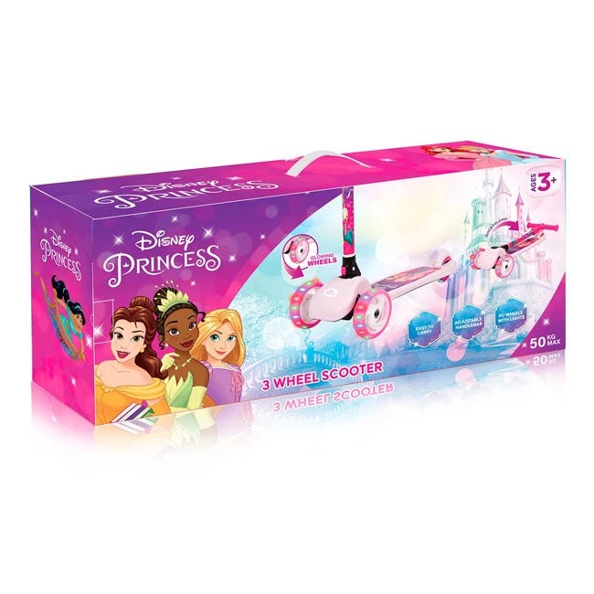 SPARTAN 3-WHEEL LED FOLDING SCOOTER - DISNEY PRINCESS