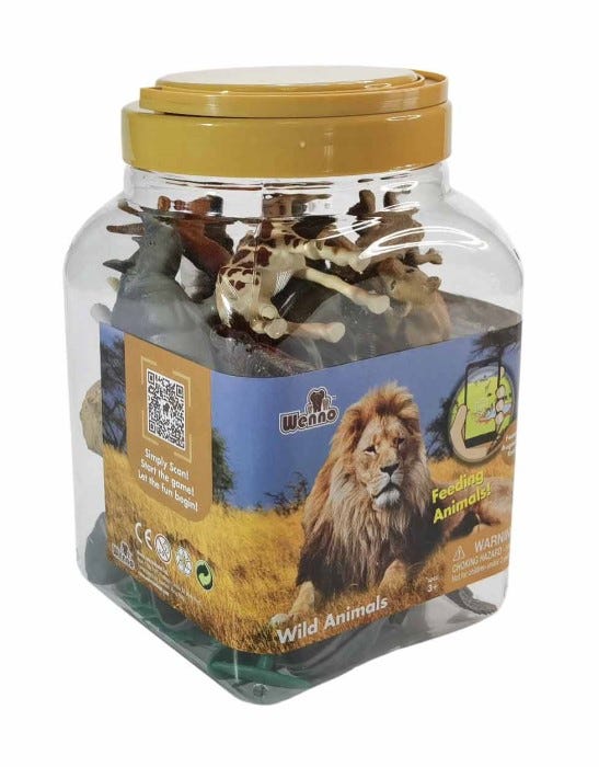 WENNO 30 PCS WILD ANIMALS PLAYSETS IN 3.2L BUCKET