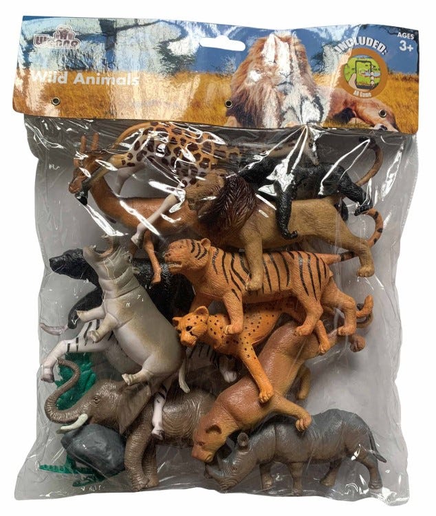 WENNO 16 PCS WILD ANIMAL PLAYSET