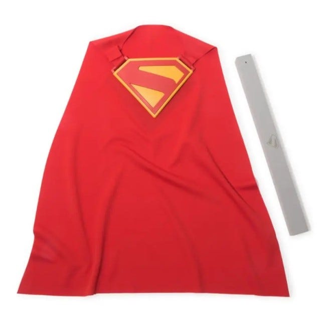 DC Superman Movie Classic Roleplay set featuring Superman’s iconic costume gear with movie-accurate details—perfect for kids' dress-up, imaginative superhero play, and fans of the DC Comics Superman universe.
