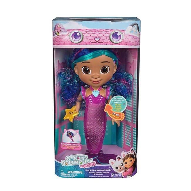 GABBY'S DOLLHOUSE MOVIE 14-INCH SING AND SHINE MERMAID DOLL