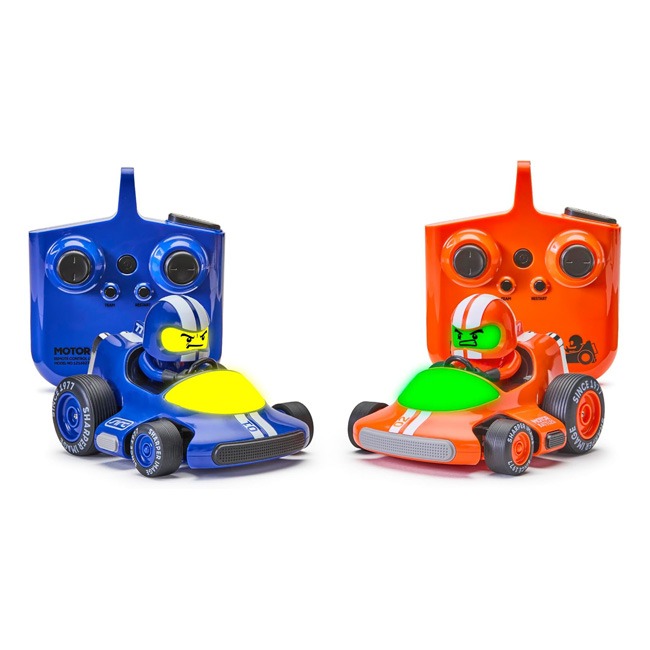SHARPER IMAGE MOTOR BUMPER CARS NAVY AND ORANGE
