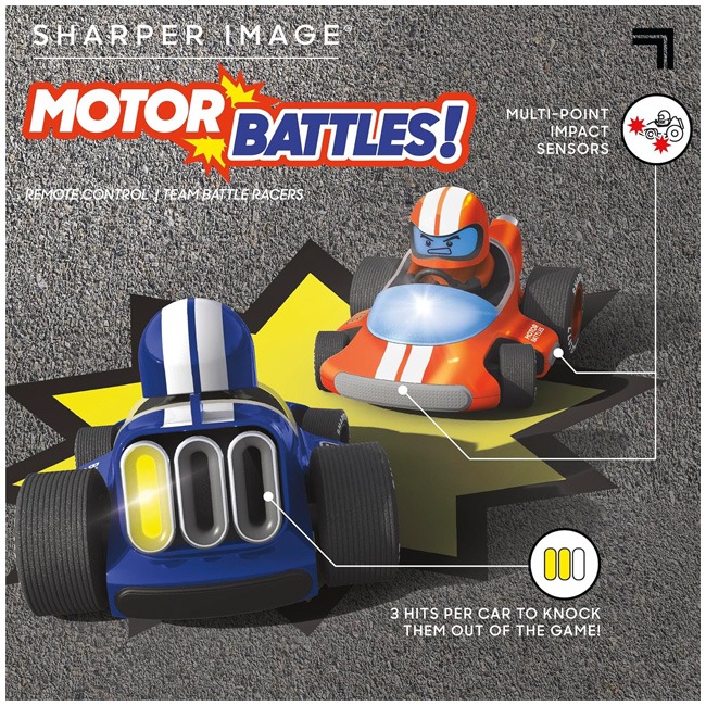 SHARPER IMAGE MOTOR BUMPER CARS NAVY AND ORANGE