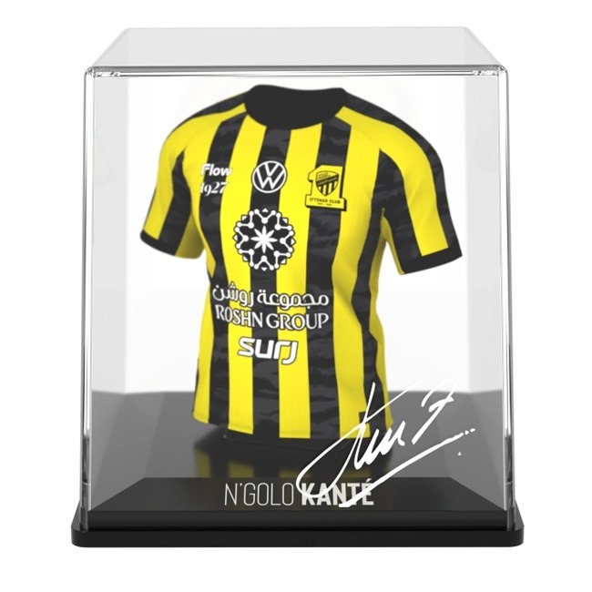 SPLINK N’Golo Kante Al Ittihad Home Jersey featuring breathable lightweight fabric, official club colors and crest, Kante name and number, moisture-wicking design, perfect for football fans, match days, training, or casual wear.
