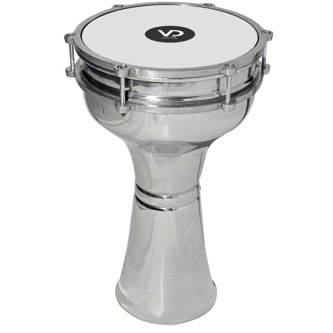 Sultan darbuka aluminium small drum featuring durable metal body, smooth drum head, compact portable design, and traditional Middle Eastern percussion style suitable for beginners and professional musicians.
