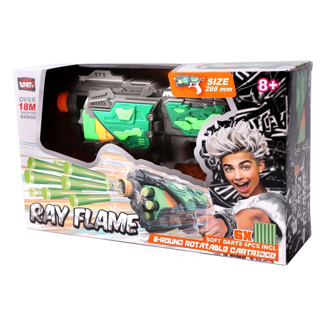 HIP SHOT DART BLASTER WITH 6 ROUND ROTATABLE CARTRIDGE