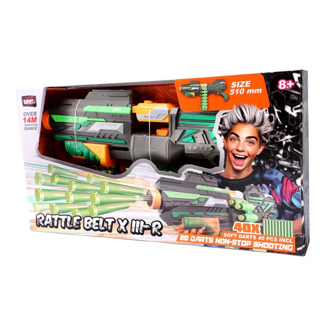 HIP SHOT DART BLASTER WITH 20 CHAMBERS AND 40 DARTS