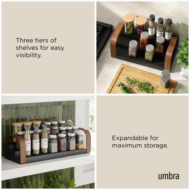 UMBRA BELLWOOD 3-TIER SPICE SHELF BLK/WAL