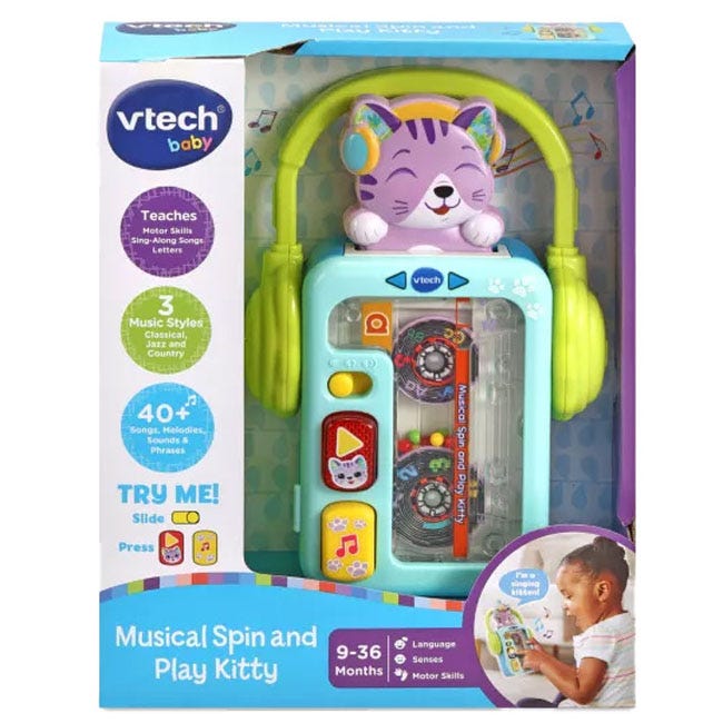 V-TECH BABY MUSICAL SPIN AND PLAY KITTY INTERACTIVE TOY