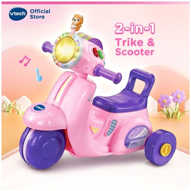 V-TECH 2-IN-1 RIDE & BALANCE SCOOTER (PINK)