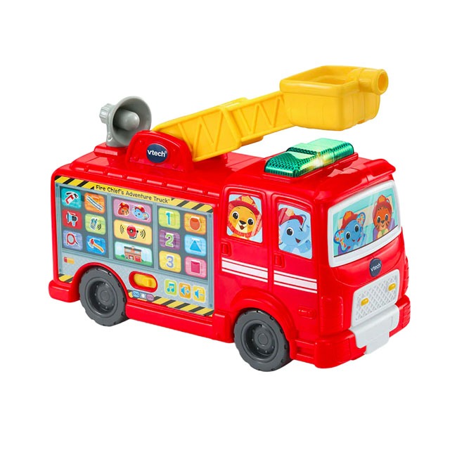 VTech Rescue Buddies Fire Engine VTUK featuring colorful interactive fire truck design with lights and sounds, designed for kids rescue role-play, emergency vehicle learning, imaginative storytelling, and early childhood development through play-based exp