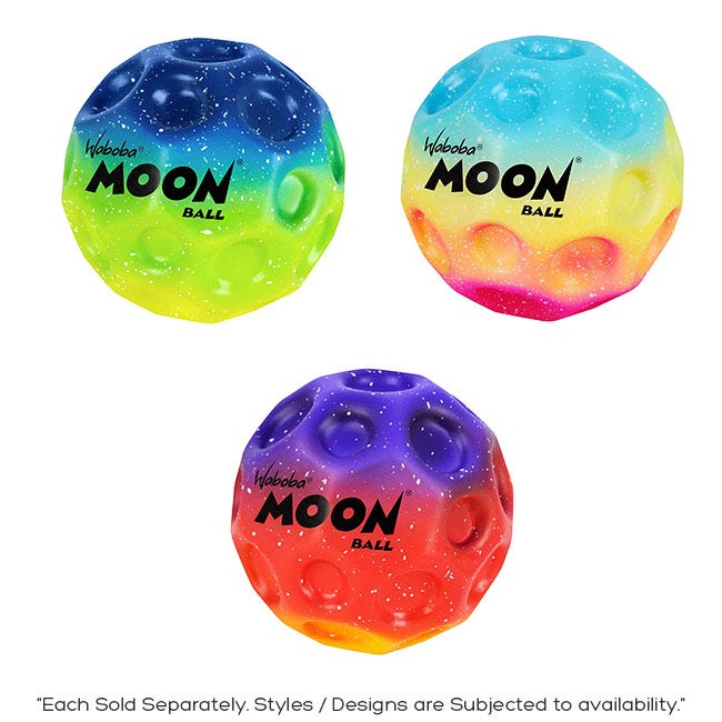Waboba Gradient Moon Ball featuring a colorful gradient design and high bounce. Ideal for outdoor games, beach fun, and active play. Durable and vibrant, this glowing ball is perfect for kids and adults looking for energetic entertainment.
