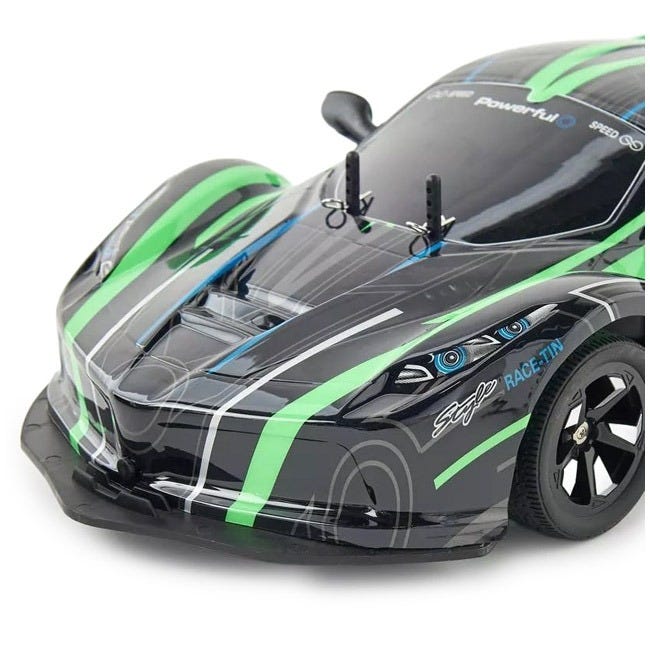 CRAZED 110 RADIO REMOTE CONTROL CAR - RED/GREEN