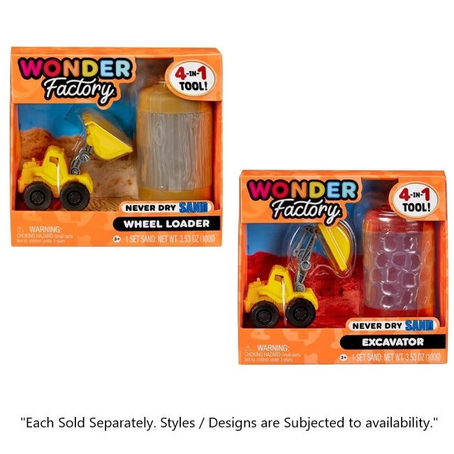 WONDER FACTORY NEVER DRY SAND CONSTRUCTION TRUCKS ASSORTED