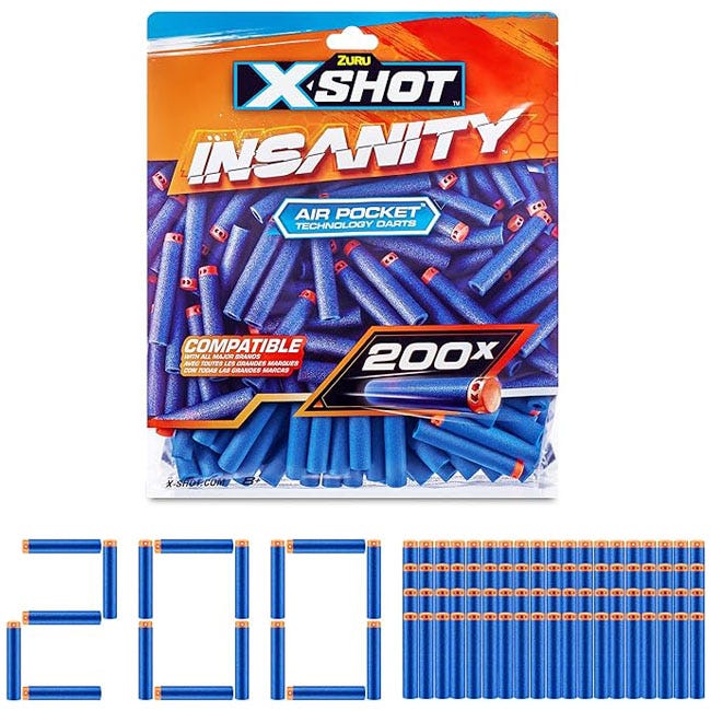 X-SHOT INSANITY 200PK REFILL DARTS FOILBAG
