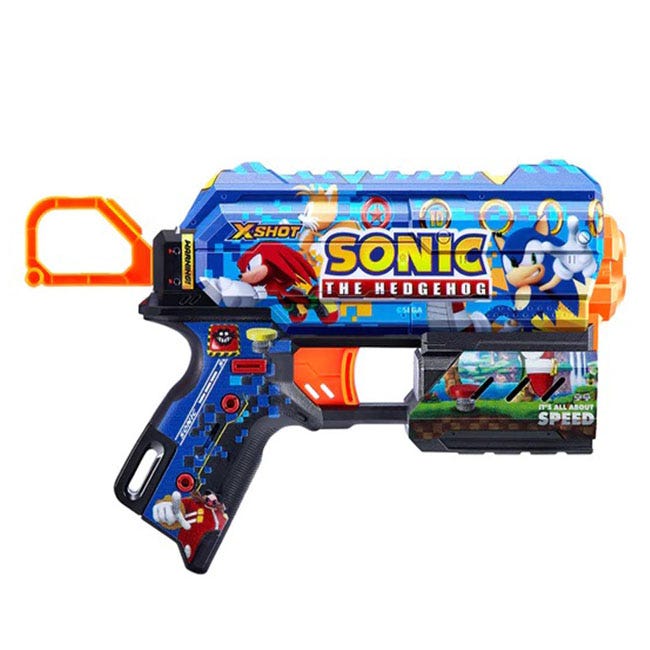 ZURU X-SHOT SKINS SONIC THE HEDGEHOG S1 FLUX BLASTER WITH 8