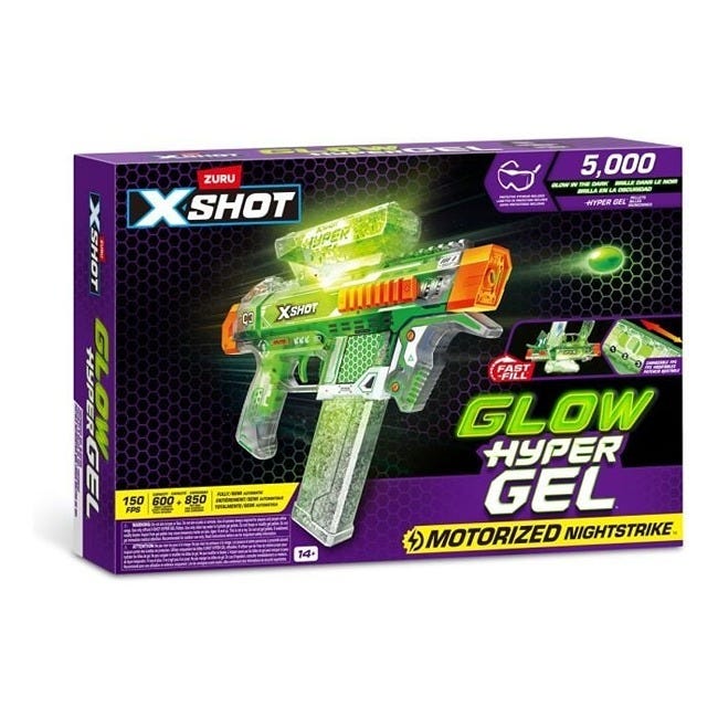ZURU X-SHOT HYPER GEL GLOW IN THE DARK GEL BLASTER WITH 5000