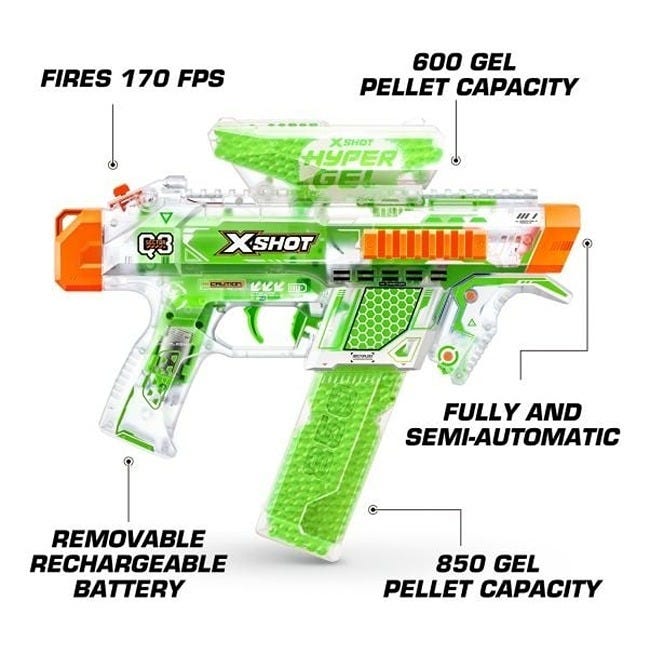 ZURU X-SHOT HYPER GEL GLOW IN THE DARK GEL BLASTER WITH 5000
